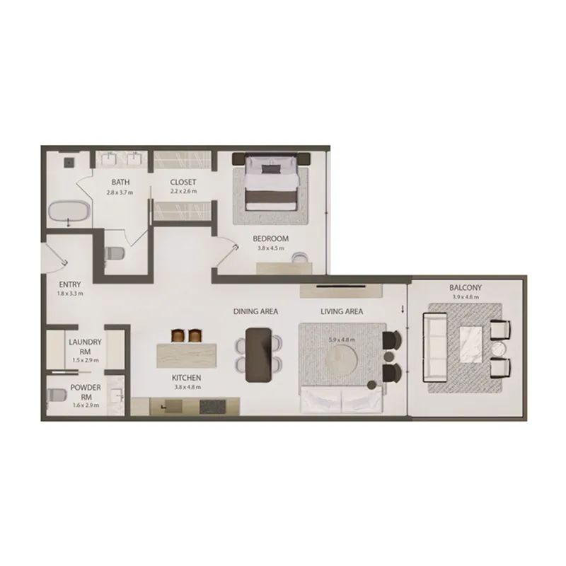1 bedroom Apartments floor plan at Omoria Private Residences