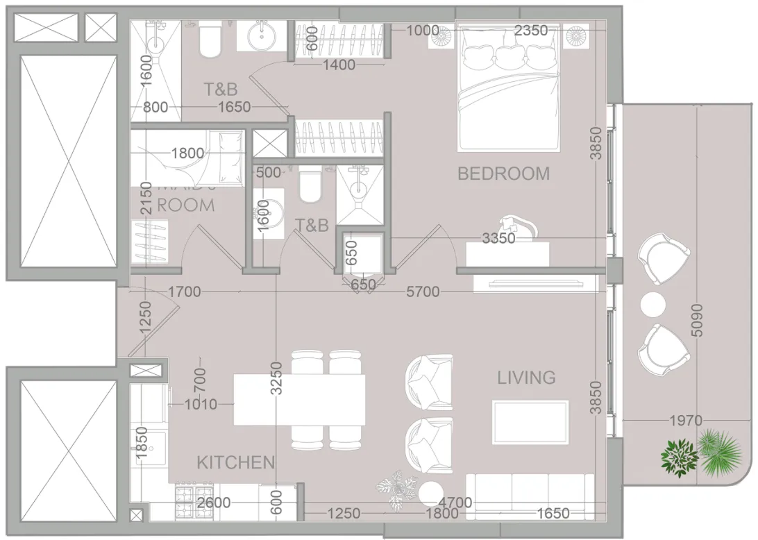 1.5 bedroom Apartments floor plan at TETR1S Tower