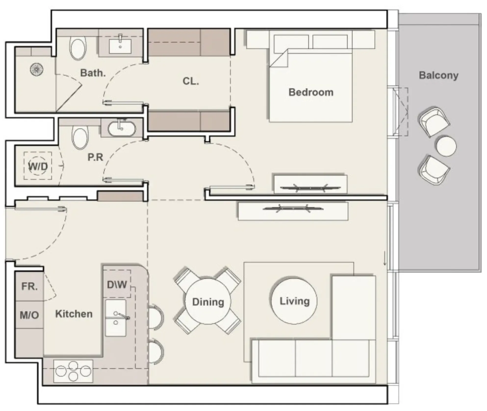 1 bedroom Apartments floor plan at The Meriva Collection