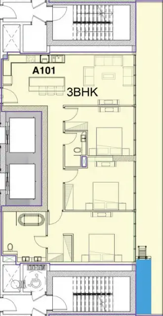 3 bedroom Apartments floor plan at Ocean Pearl 1 and 2