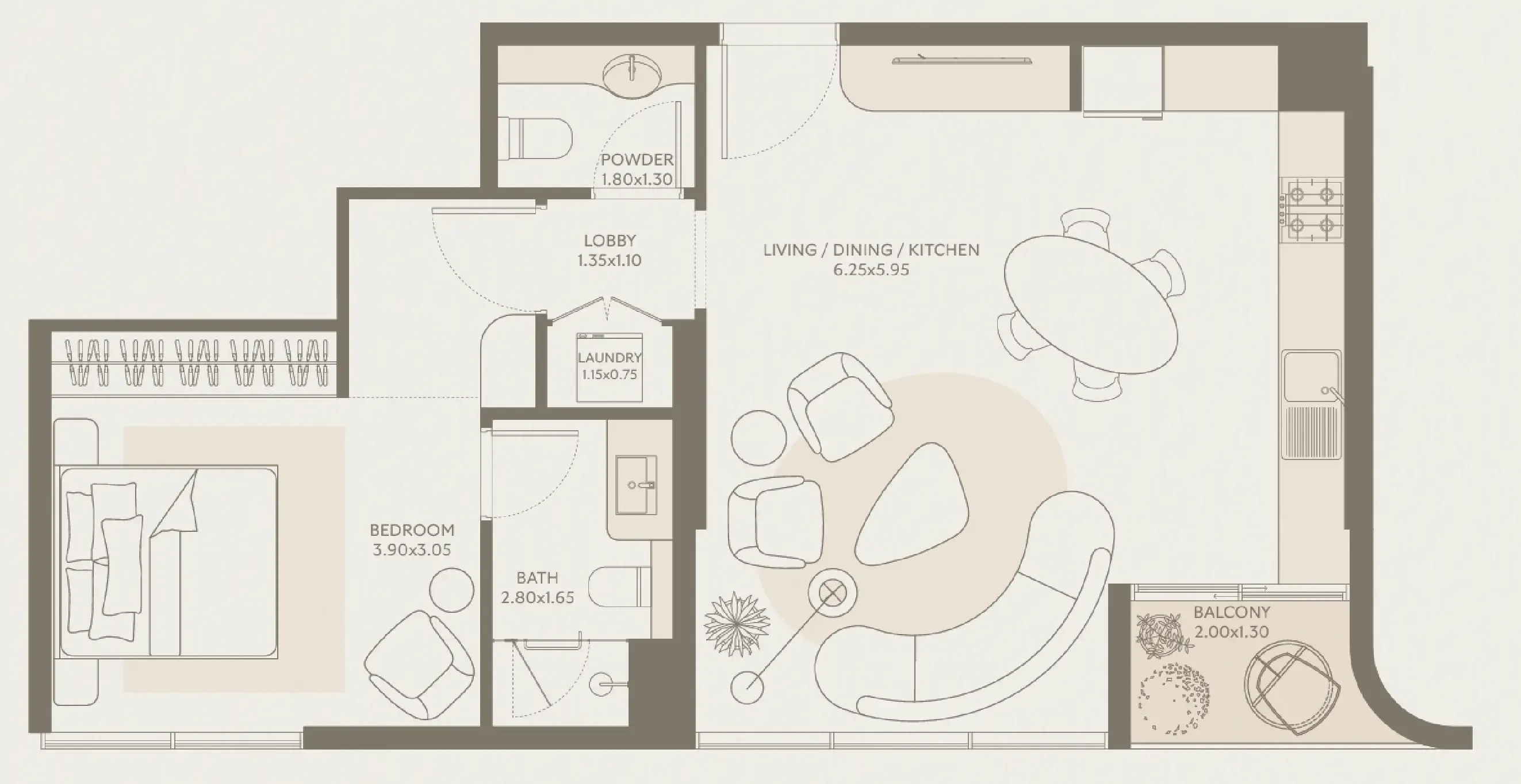 1 bedroom Apartments floor plan at Symphony by Chaimaa