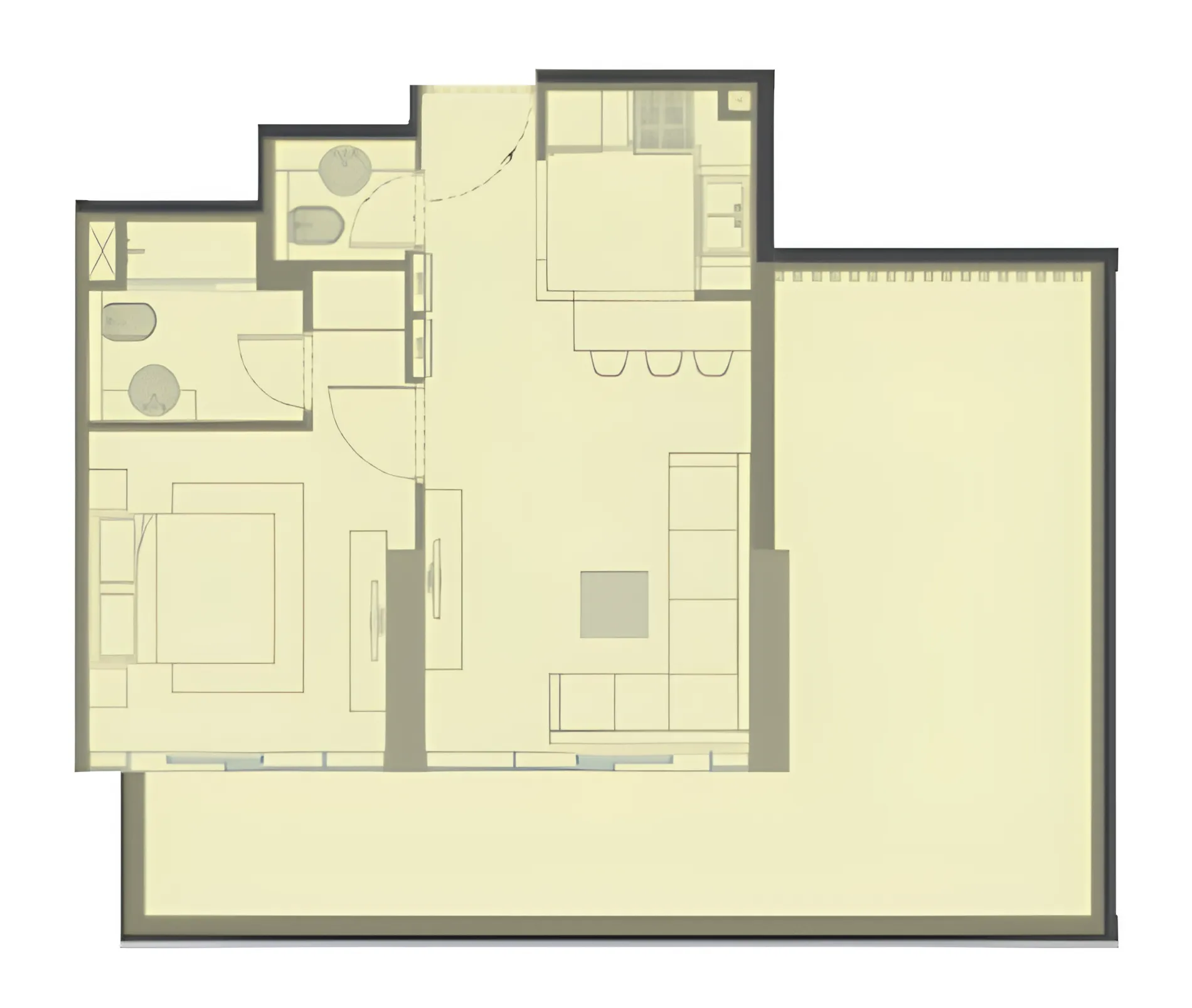 1 bedroom Apartments floor plan at Red Square