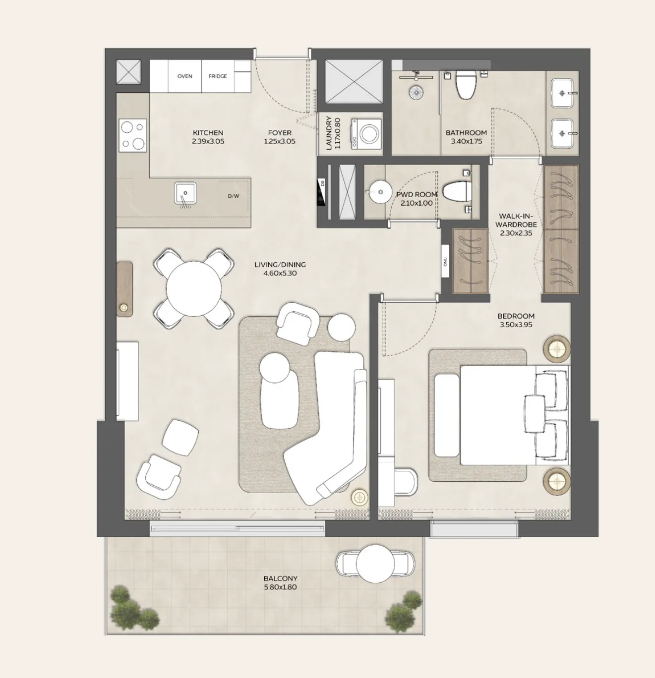 1 bedroom Apartments floor plan at Expo Valley Views - Roudah