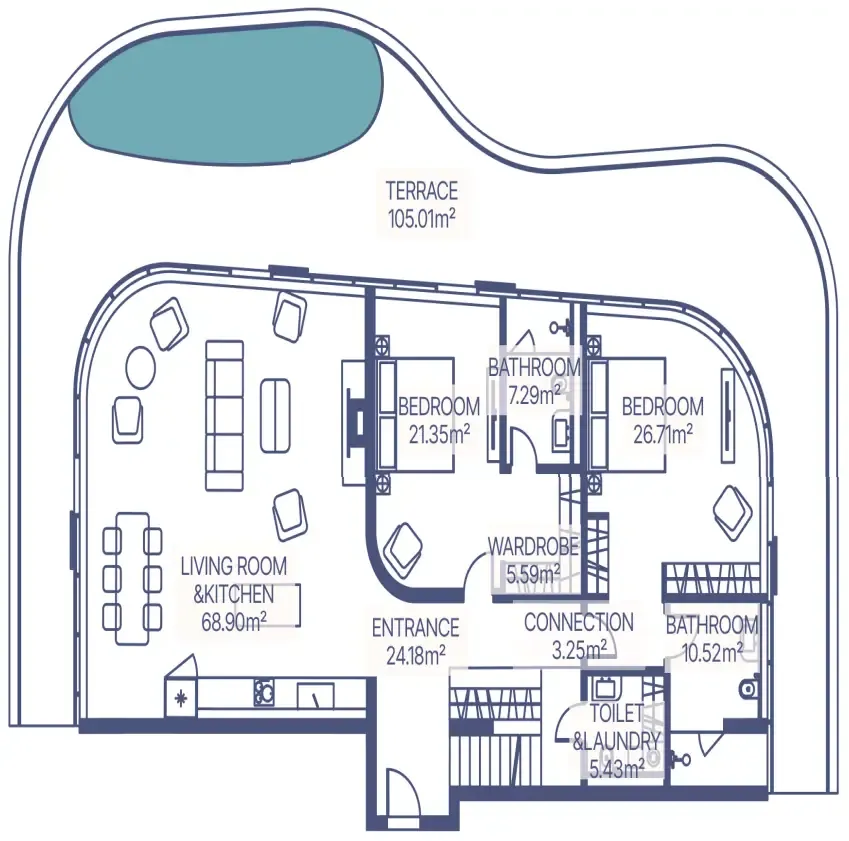4 bedroom Apartments floor plan at Gianfranco Ferre Residences