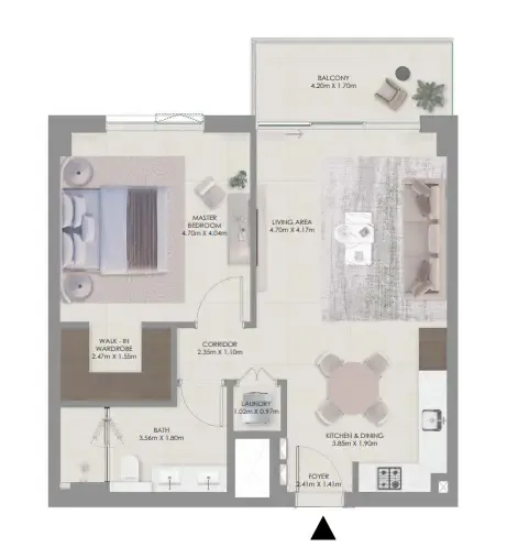 1 bedroom Apartments floor plan at Aurea
