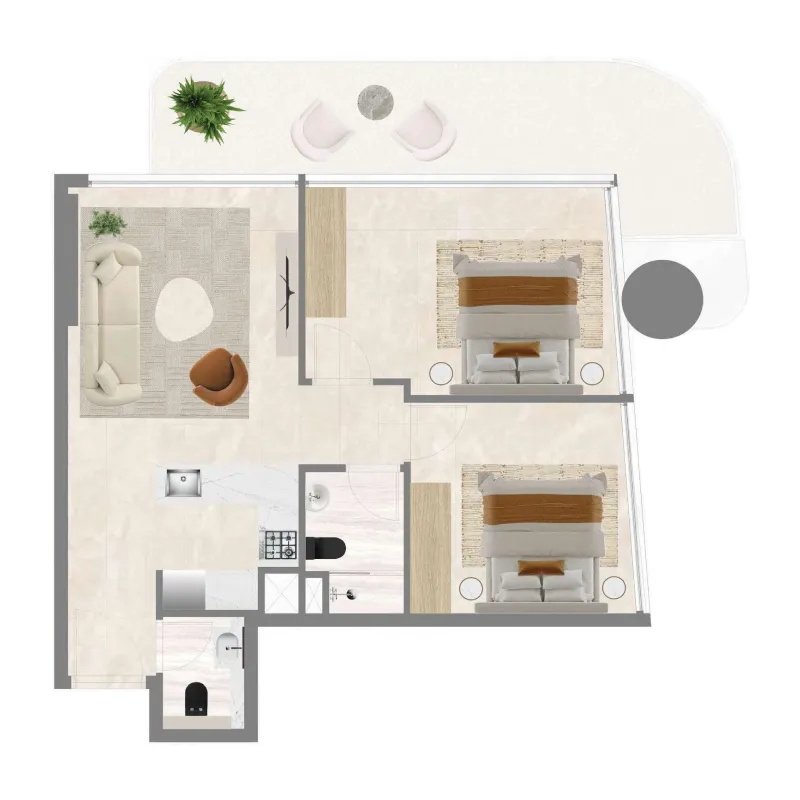 2 bedroom Apartments floor plan at Celesto 4
