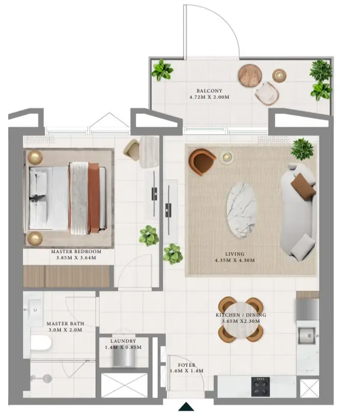 1 bedroom Apartments floor plan at Hillsedge