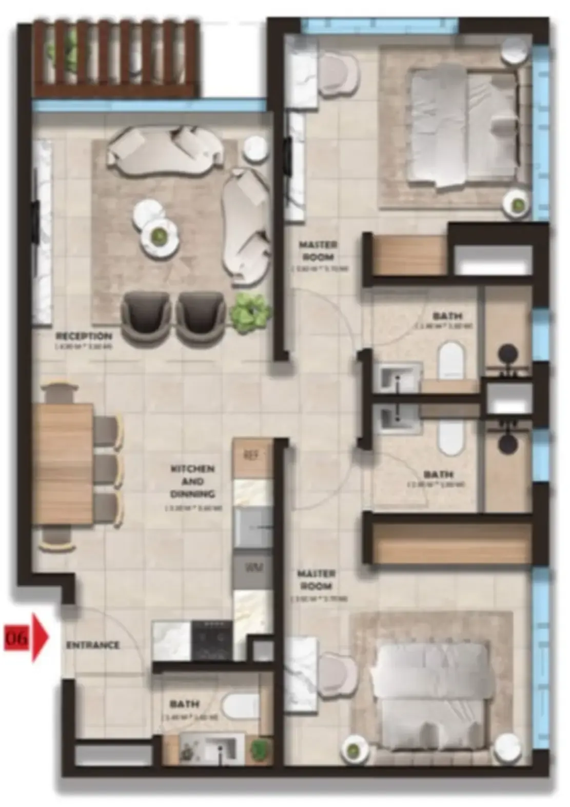 2 bedroom Apartments floor plan at The Spark By Esnaad