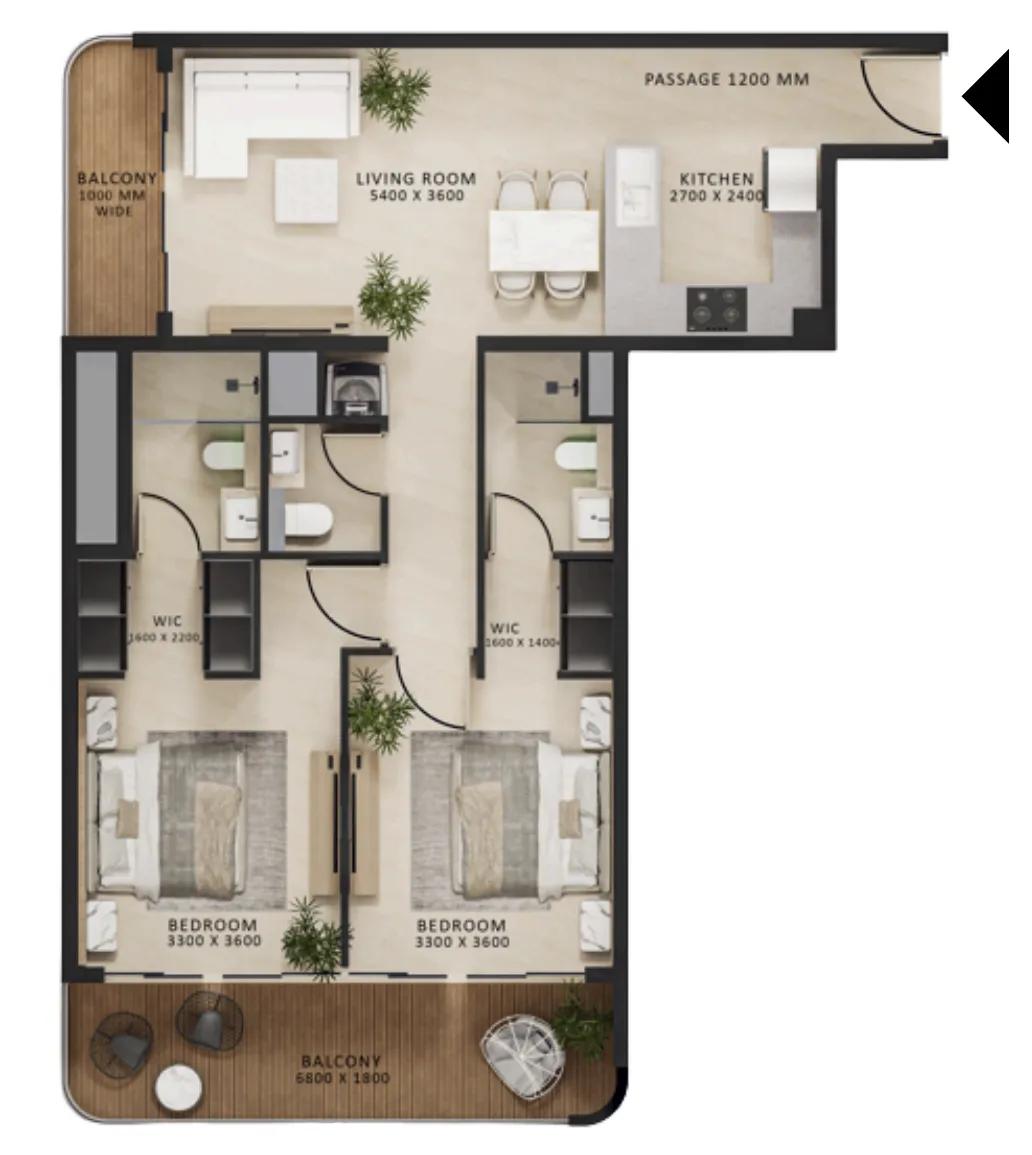 2 bedroom Apartments floor plan at Altair 52