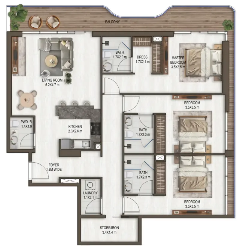 3.5 bedroom Apartments floor plan at Noore