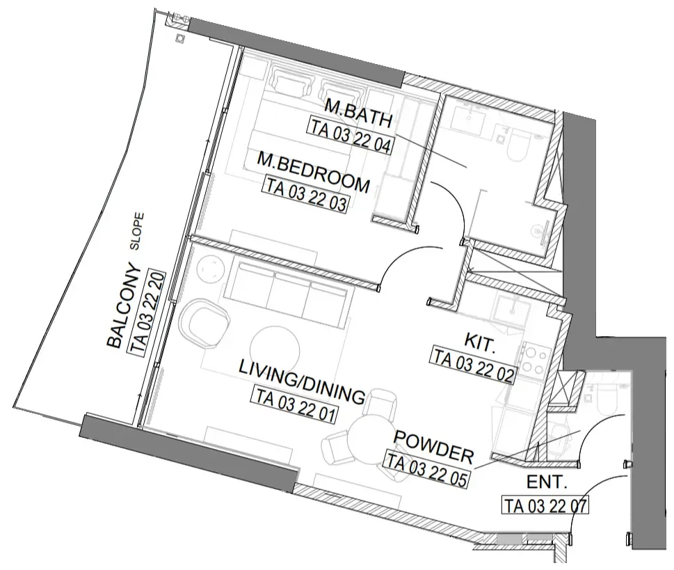 1 bedroom Apartments floor plan at Laguna Residence