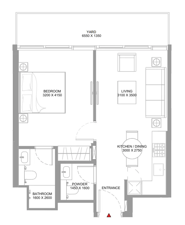 1 bedroom Apartments floor plan at Pierside Marina Residences