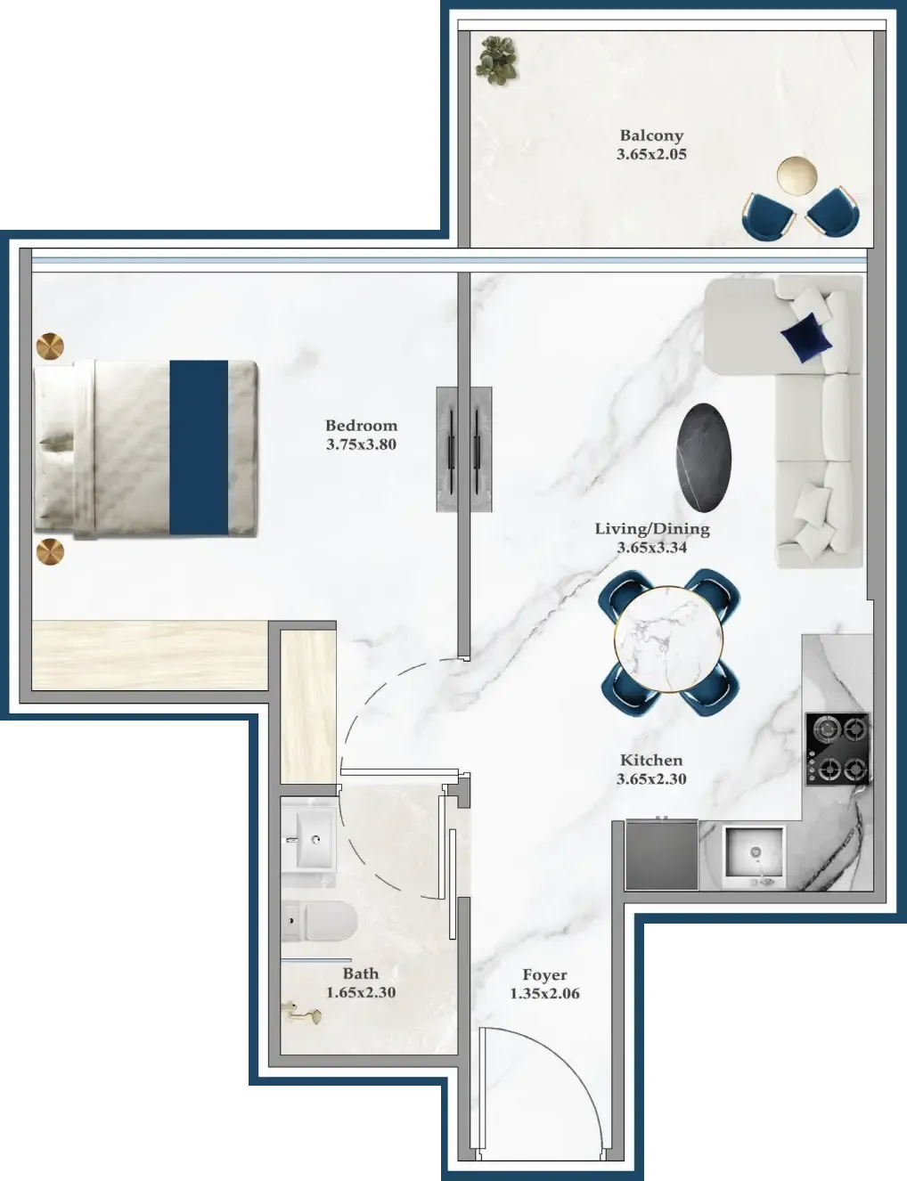 1 bedroom Apartments floor plan at Serenz