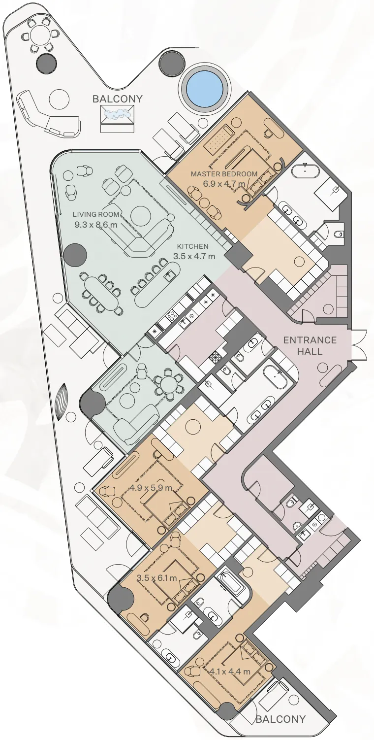 4 bedroom Apartments floor plan at Eywa Tree of Life
