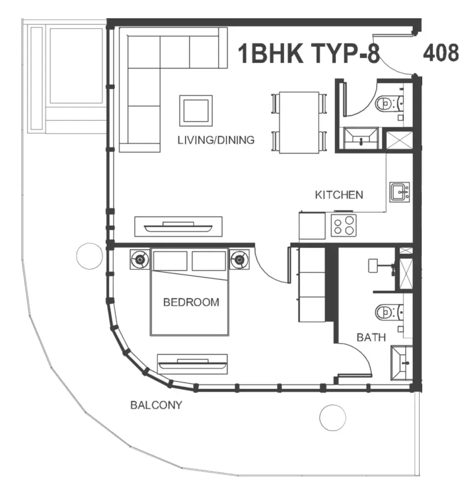 1 bedroom Apartments floor plan at Interstellar Tower
