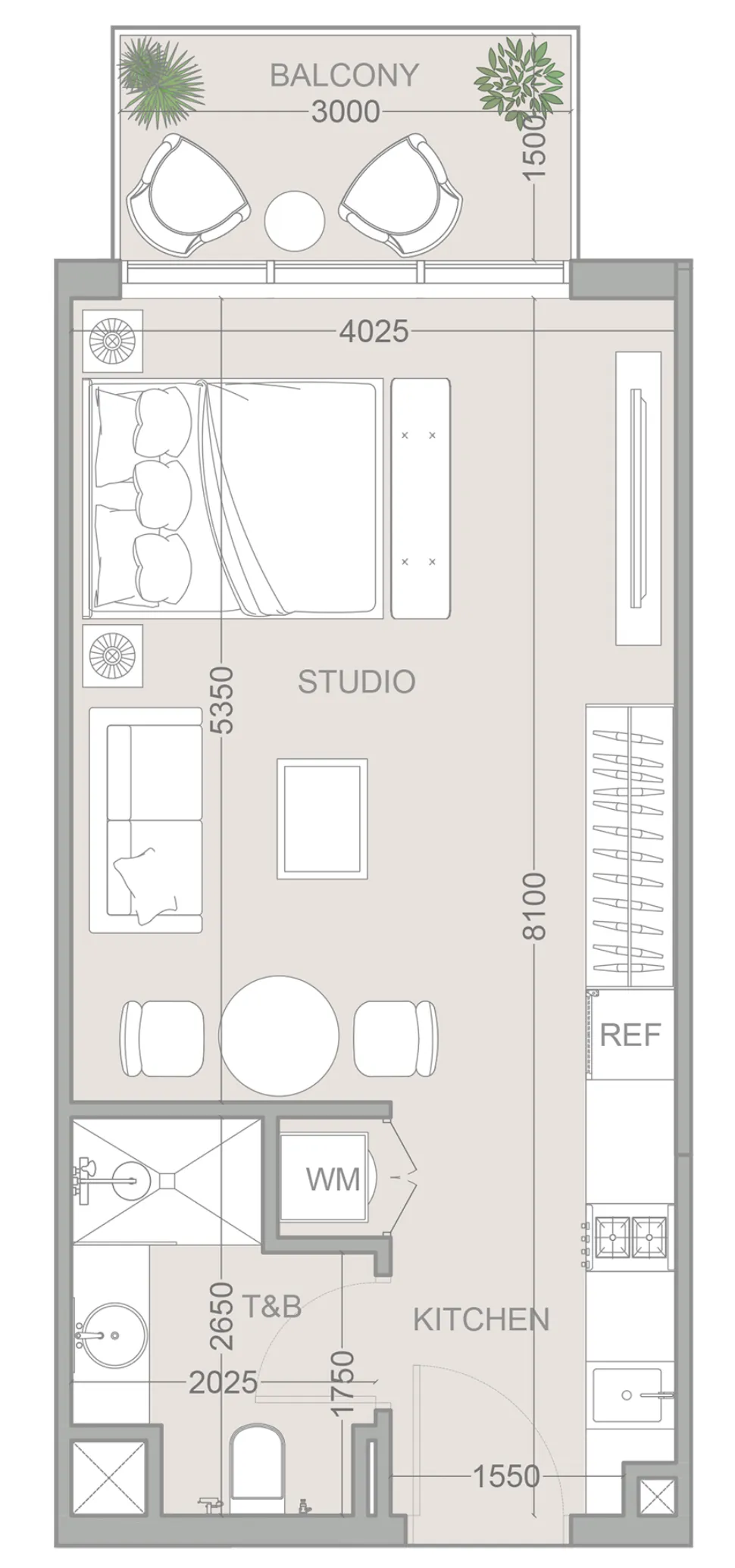 0 bedroom Apartments floor plan at 1WOOD Residence 2