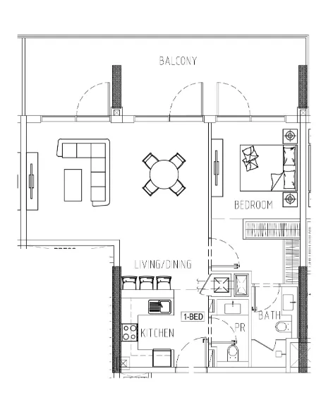 1 bedroom Apartments floor plan at Damac Riverside Views
