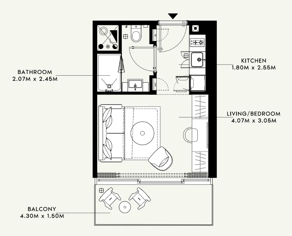 1 bedroom Apartments floor plan at Azizi Raffi