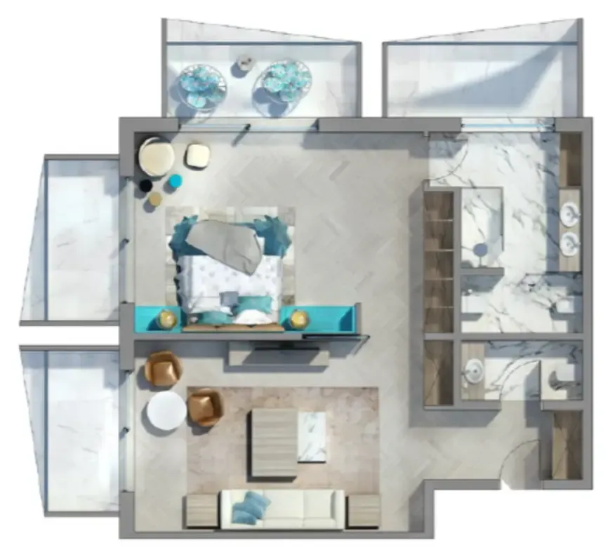 1 bedroom Apartments floor plan at The Heart of Europe - Côte d’Azur Monaco