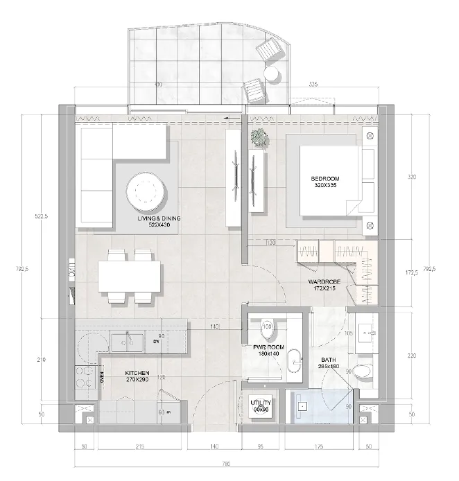 1 bedroom Apartments floor plan at Solera Downtown Mina