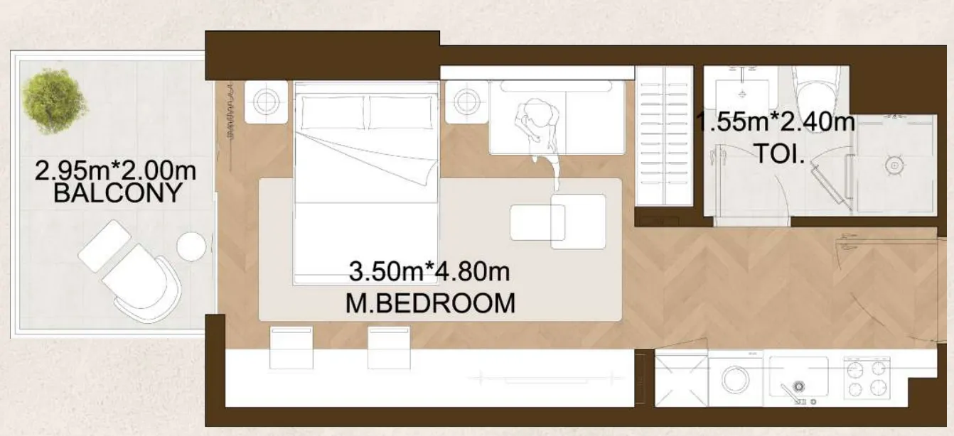 0 bedroom Apartments floor plan at Sports View 2