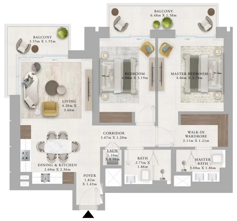 2 bedroom Apartments floor plan at Creek Haven