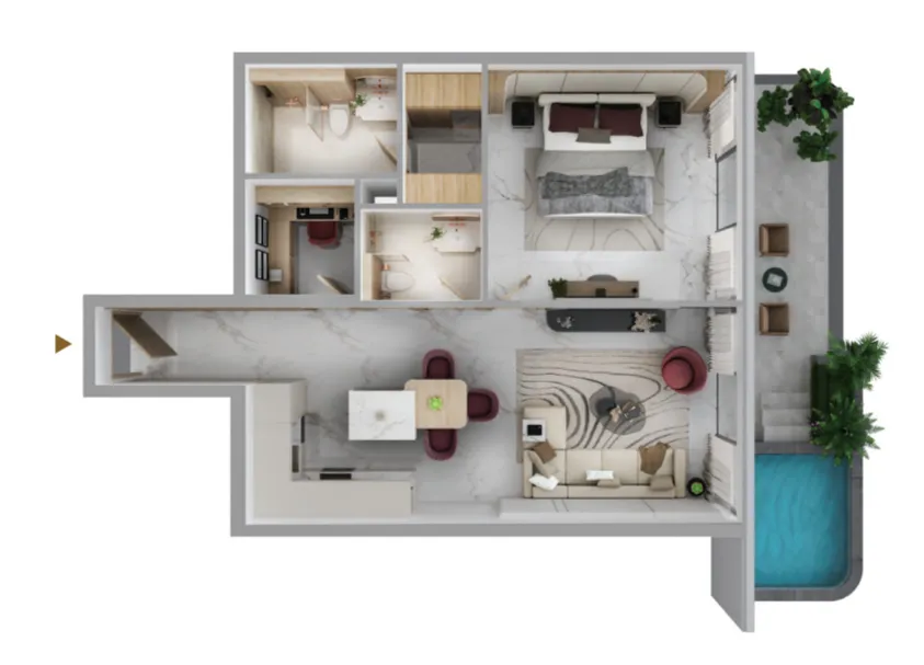1 bedroom Apartments floor plan at Blossom 76