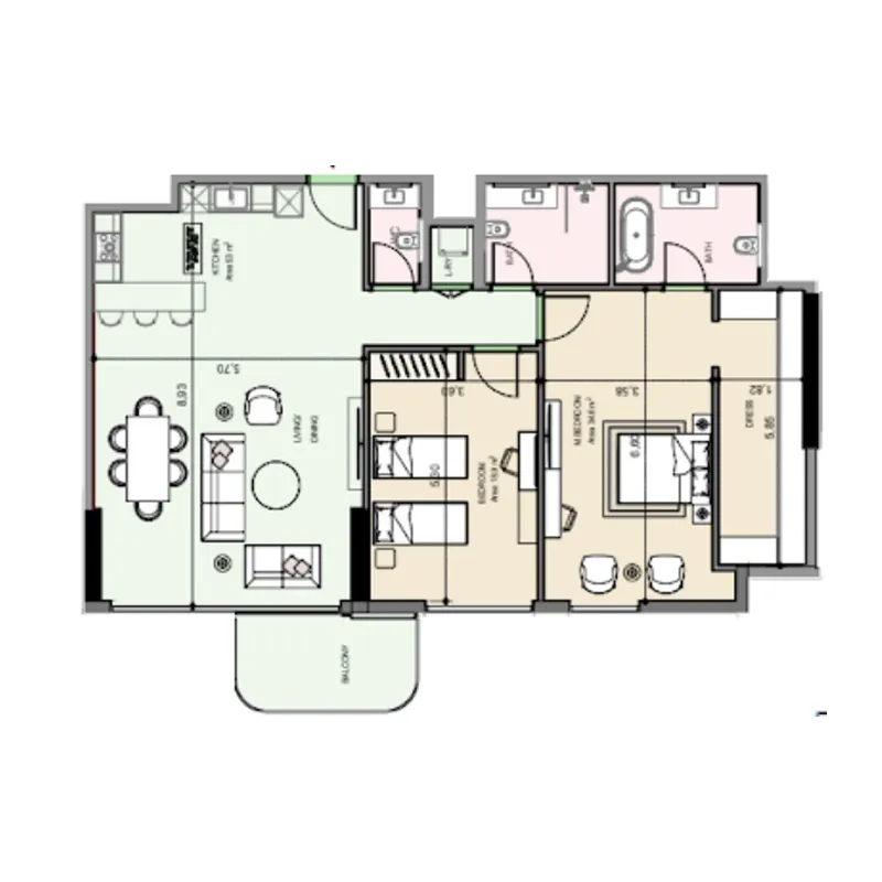 2 bedroom Apartments floor plan at Edgewater Residences 1, 2 and 3