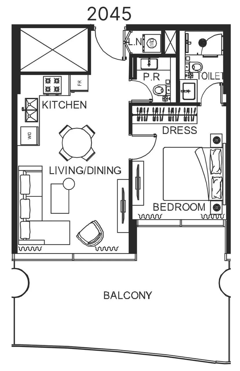 1 bedroom Apartments floor plan at The WOW Tower