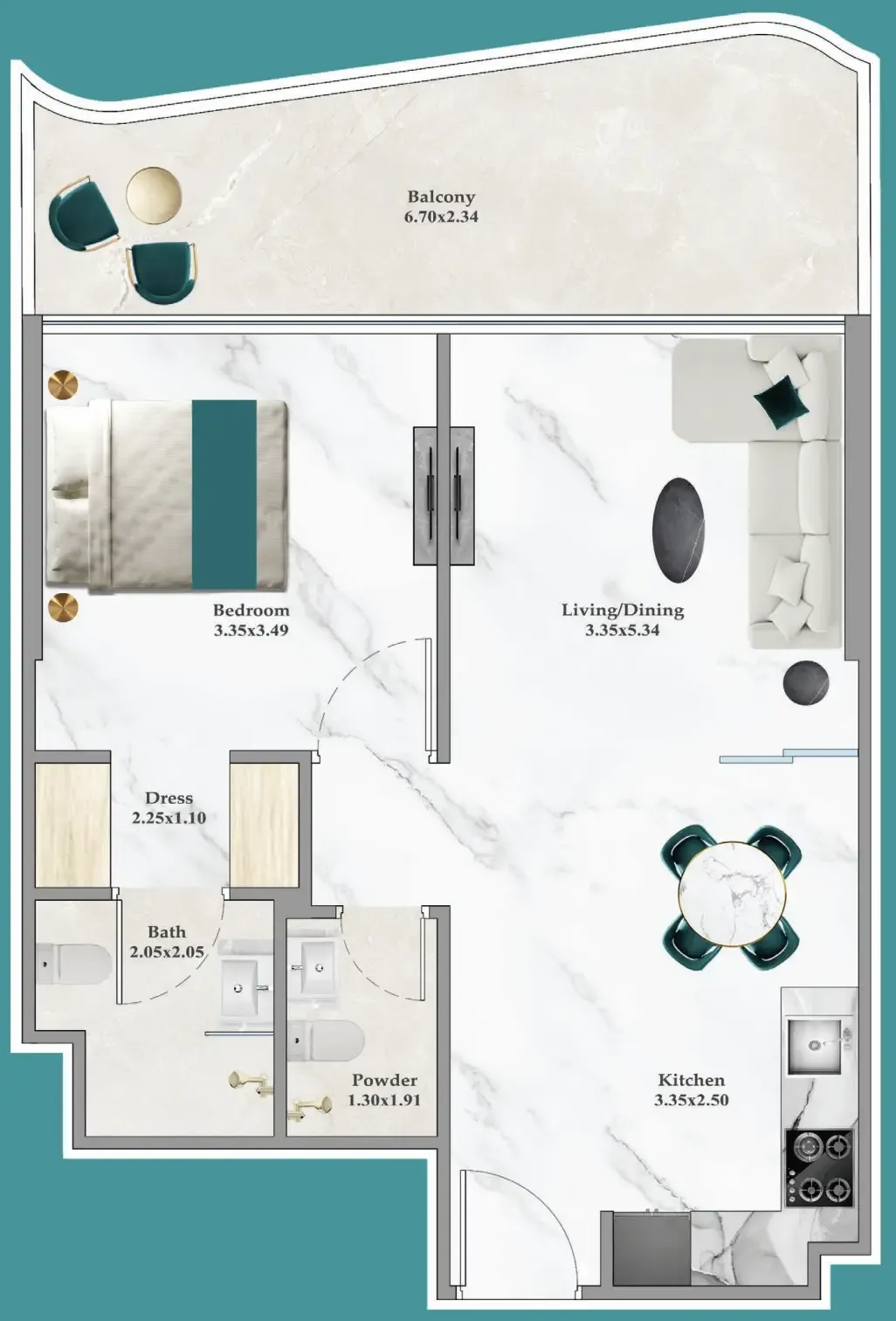 1 bedroom Apartments floor plan at Breez
