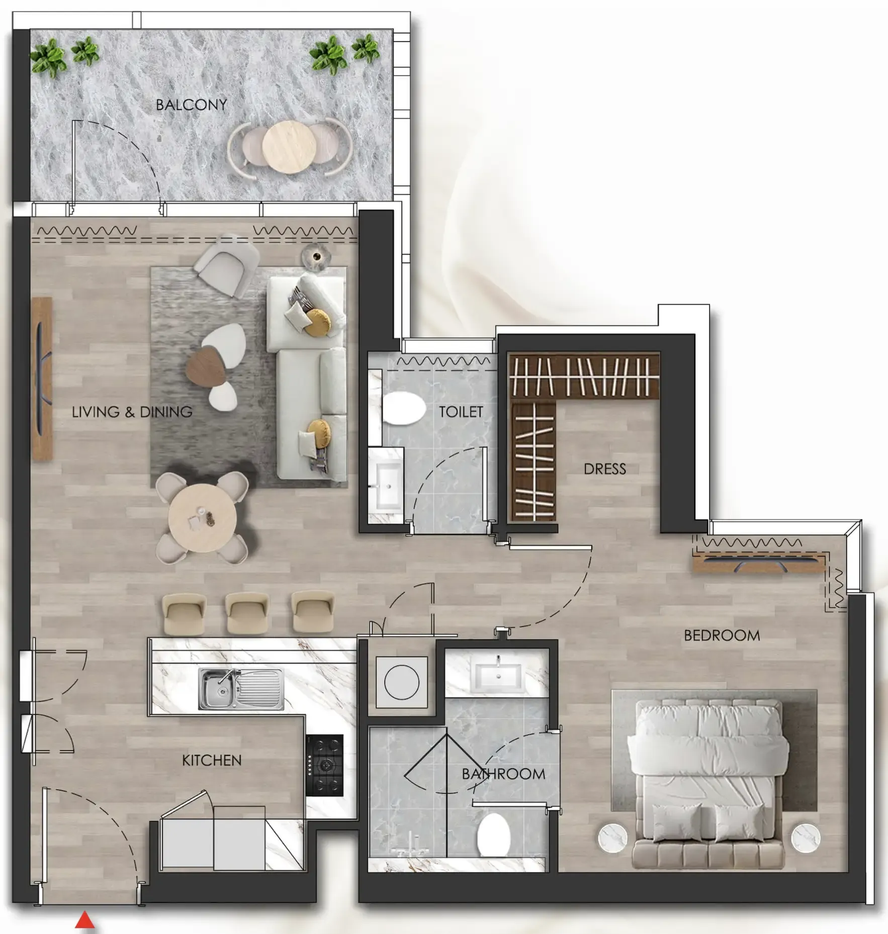 1 bedroom Apartments floor plan at Island Heights