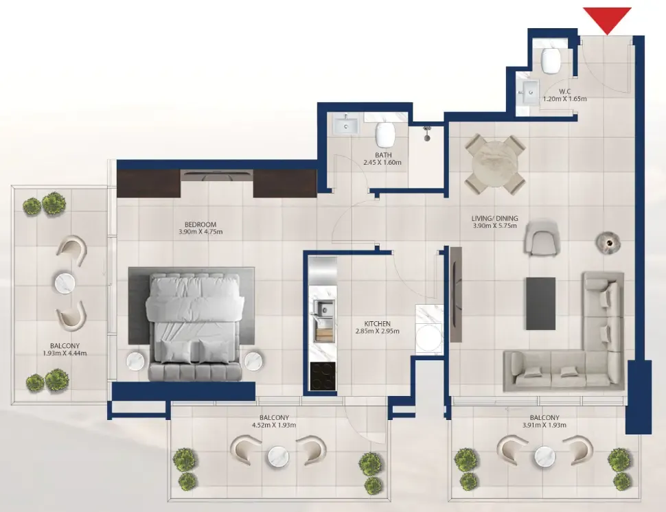 1 bedroom Apartments floor plan at Al Vista