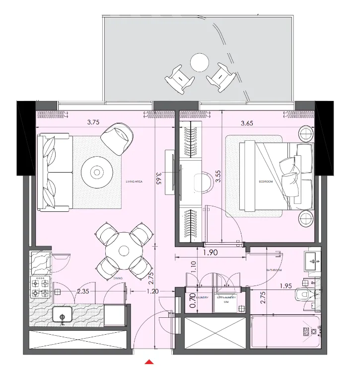 1 bedroom Apartments floor plan at Azizi Wasel