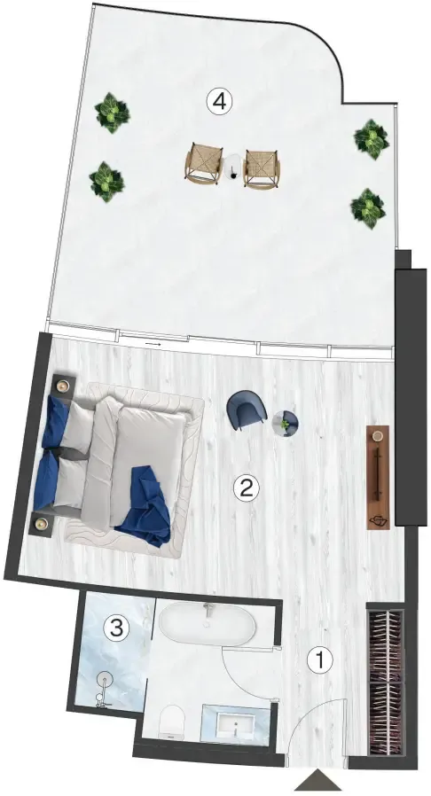 0 bedroom Apartments floor plan at Radisson Blu Hotel & Residences