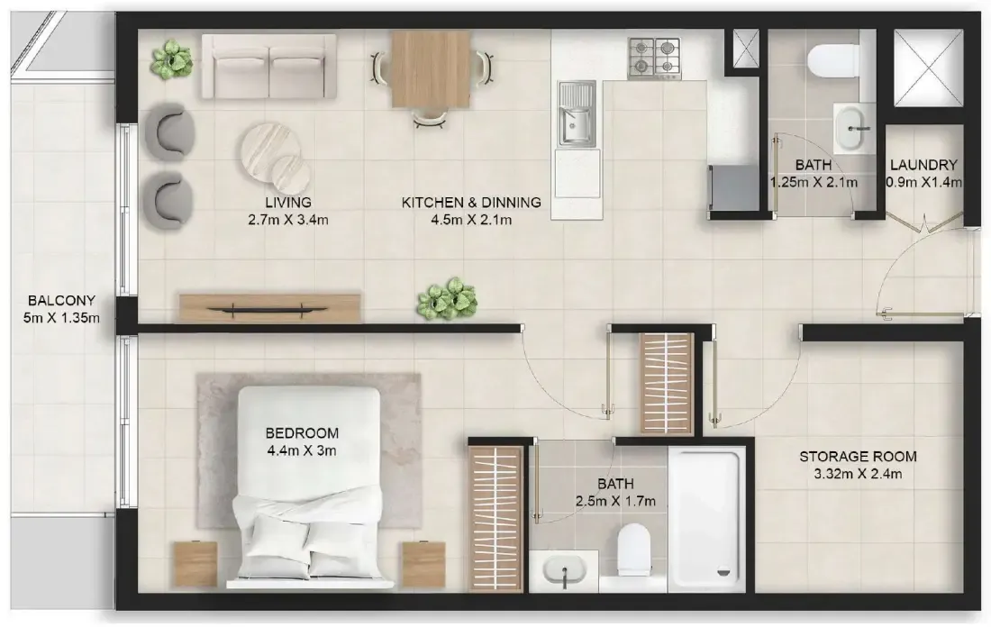 1 bedroom Apartments floor plan at Stellar Axis