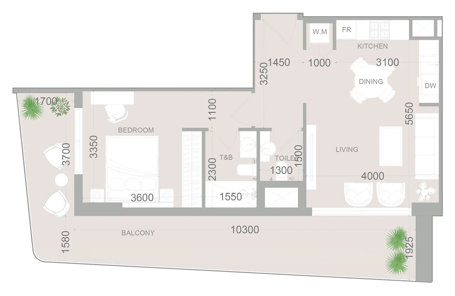1 bedroom Apartments floor plan at ELAR1S Sky