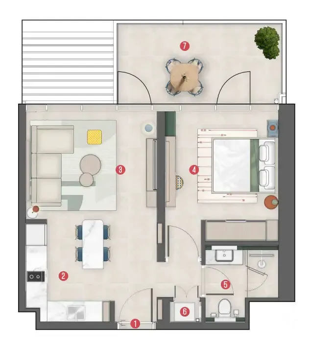 1 bedroom Apartments floor plan at Rove Home Meydan Horizon