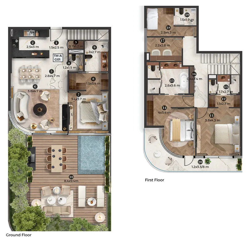 3 bedroom Penthouse floor plan at Stellar by Elie Saab