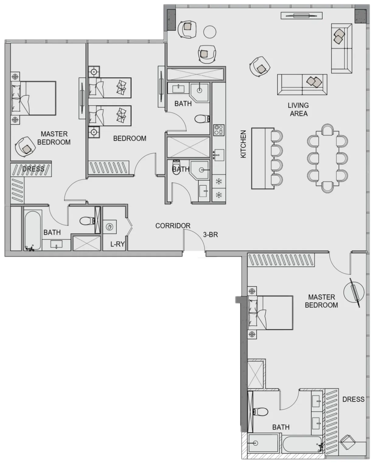 3 bedroom Apartments floor plan at Edgewater Residences 1, 2 and 3