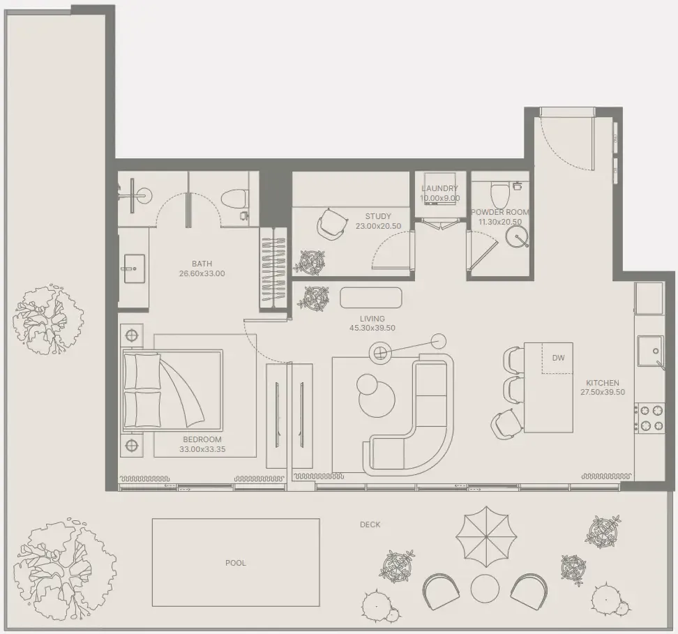 1 bedroom Apartments floor plan at Bond Enclave