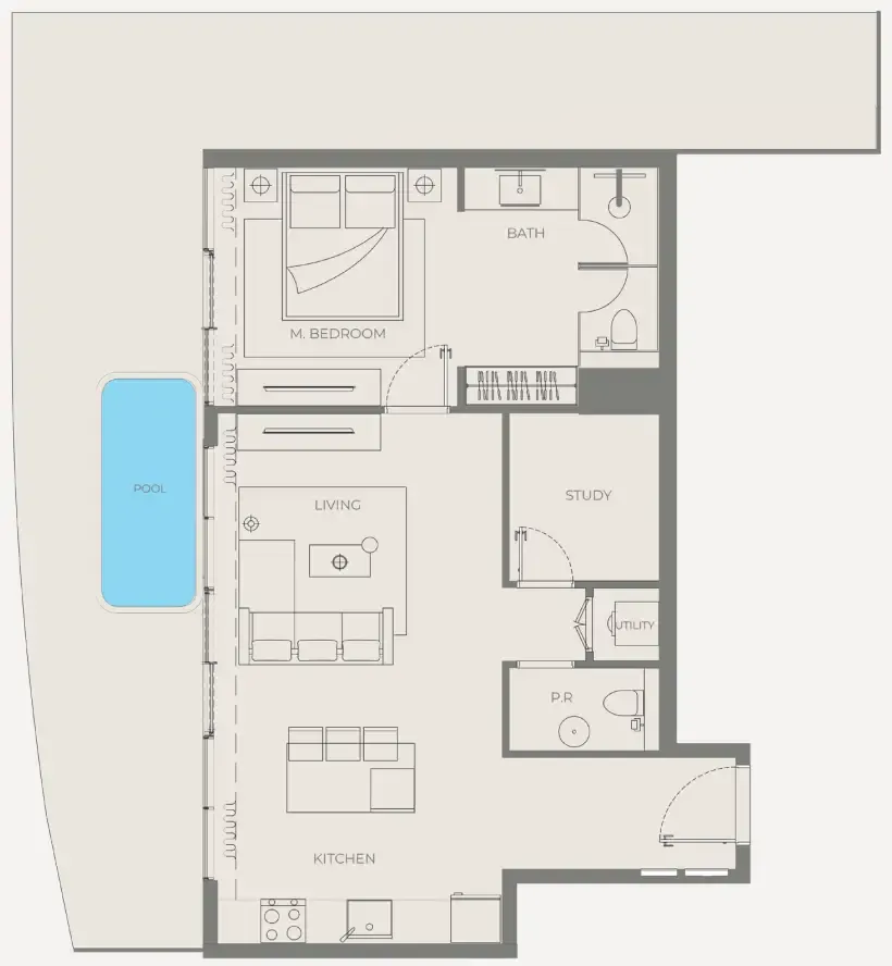 1 bedroom Apartments floor plan at Bond Enclave