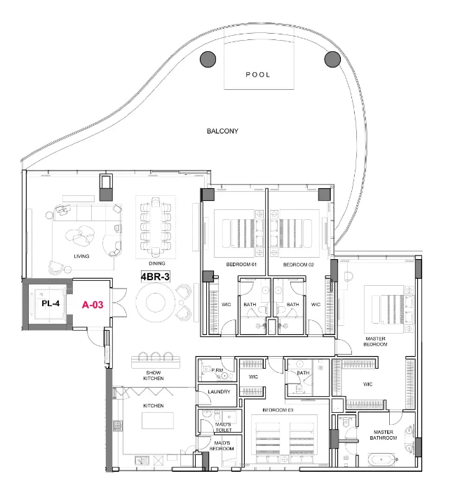 4 bedroom Apartments floor plan at Cavalli Couture