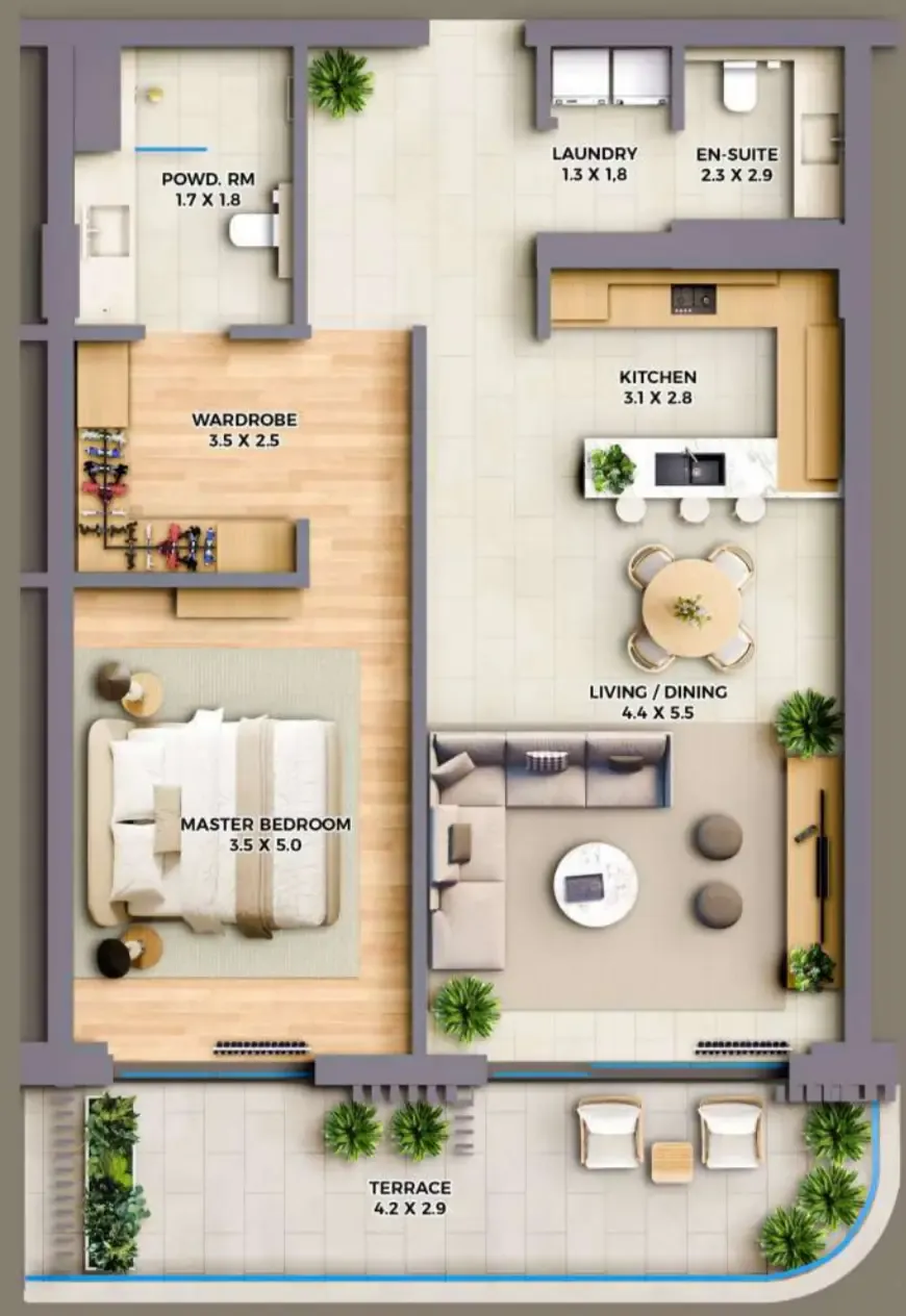 1 bedroom Apartments floor plan at The Cape