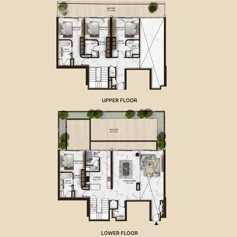4.5 bedroom Apartments floor plan at Saas Hills