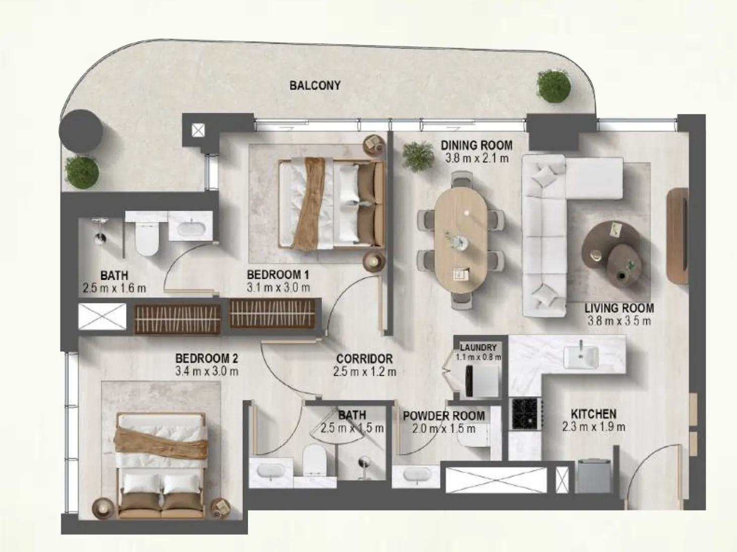 2 bedroom Apartments floor plan at Sanctuary