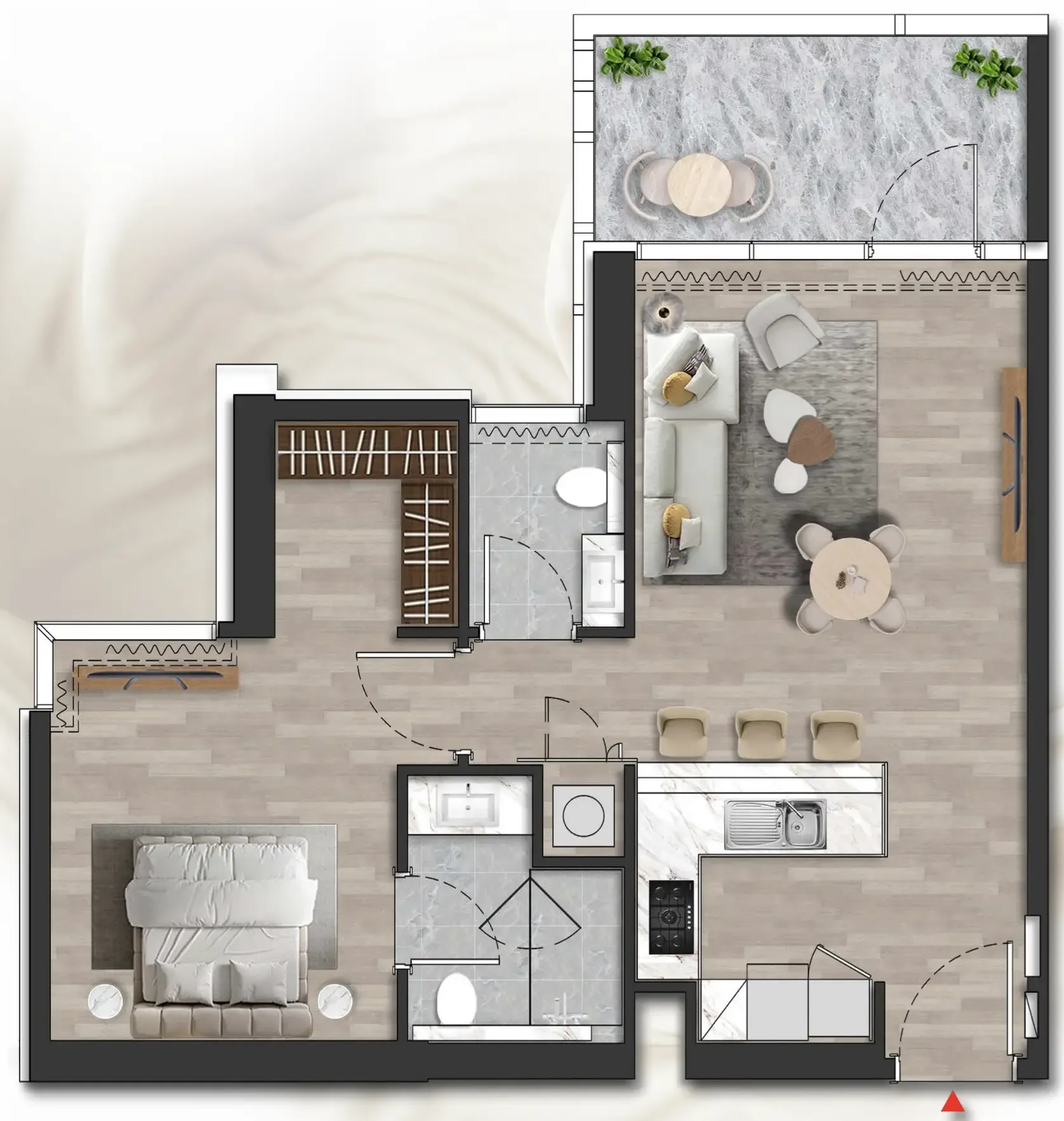 1 bedroom Apartments floor plan at Island Heights