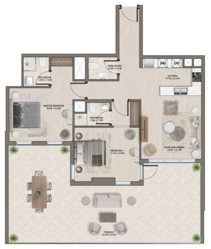 2 bedroom Apartments floor plan at The Corner