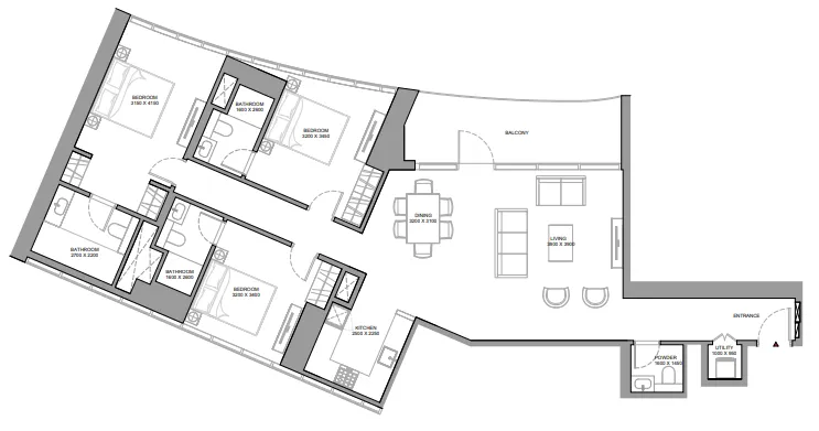 3 bedroom Apartments floor plan at Skyvue Stellar
