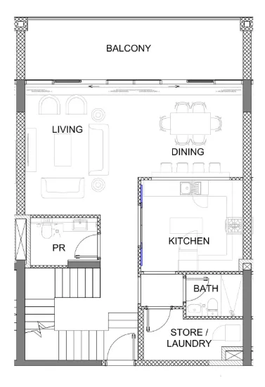 2 bedroom Townhouse floor plan at Golf Greens