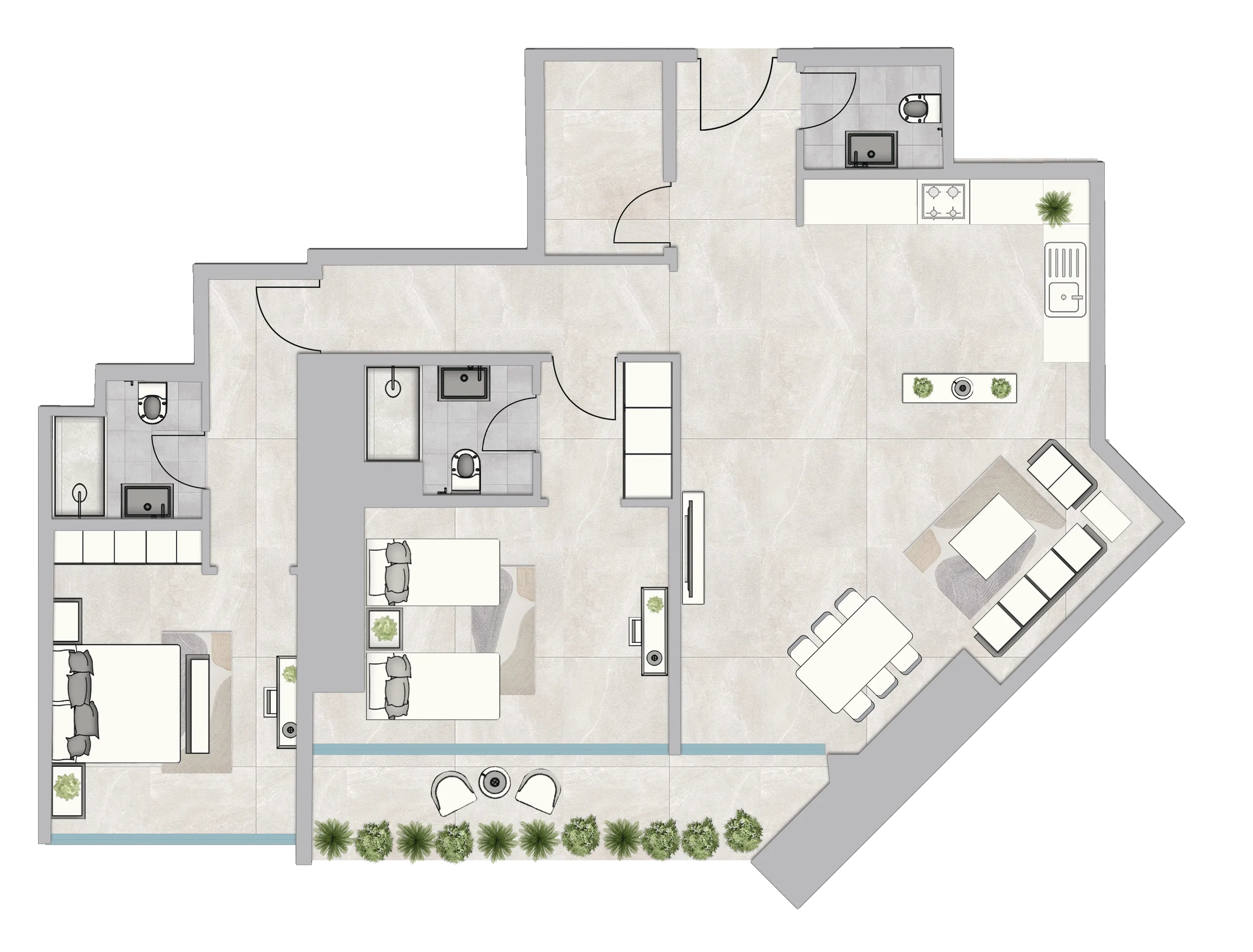 2 bedroom Apartments floor plan at Infinity Tower